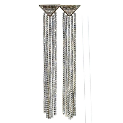 【定価20万】プラダ レディース クリスタル ロゴ ジュエル ジルコニア ピアス