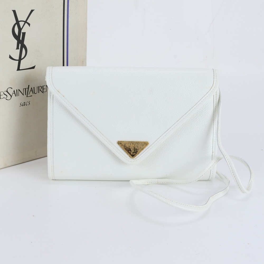 イヴ サンローラン YSL ロゴプレートショルダーバッグ レザー
