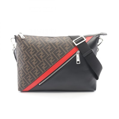 フェンディ FENDI ズッカ ショルダーバッグ バッグ PVCコーティングキャンバス レザー メンズ ブラック系 / ブラウン系 / レッド系 7VA470 【中古】