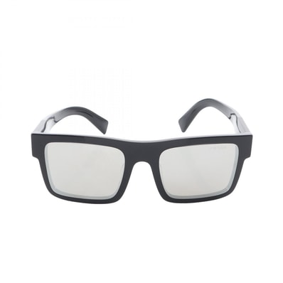 プラダ PRADA ミラーレンズ サングラス 衣料品 プラスチック メンズ ブラック系 【中古】