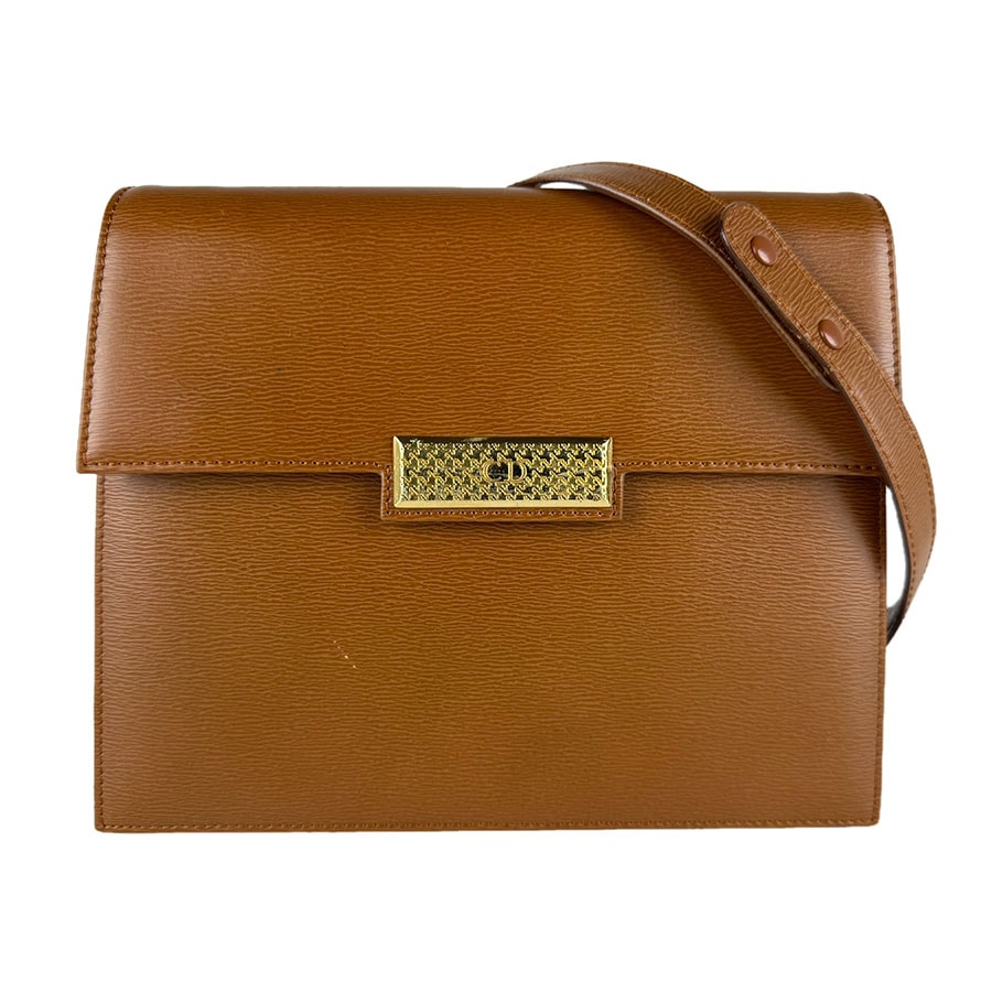 クリスチャンディオール Christian Dior ショルダーバッグ レザー ブラウン ゴールド レディース【中古】 z9415