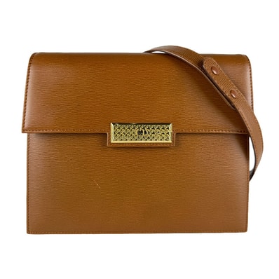 クリスチャンディオール Christian Dior ショルダーバッグ レザー ブラウン ゴールド レディース【中古】 z9415