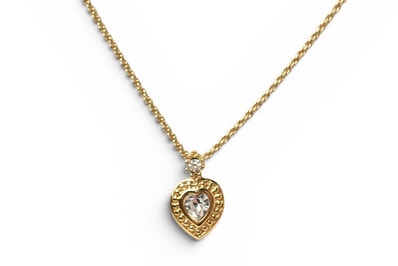 クリスチャンディオール ネックレス/チョカー Christian Dior ヴィンテージ ハートモチーフ ラインストーン ゴールド【中古】