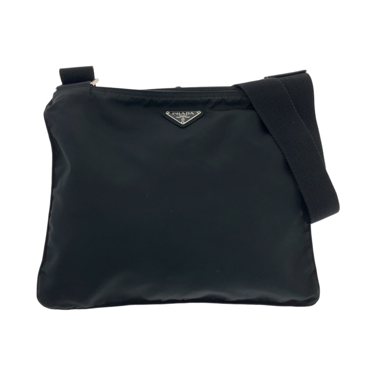 美品 PRADA プラダ テスート 三角ロゴプレート ブラック 黒 シルバー金具 ナイロン ショルダーバッグ サコッシュ 501733 【中古】