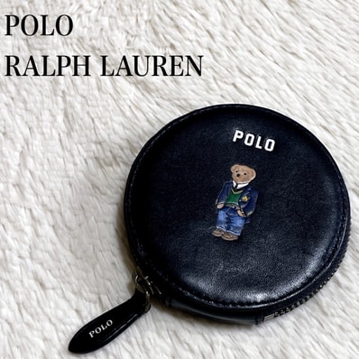 美品 ポロラルフローレン ポロベア レザー 丸型 コインケース 財布 ブレザー