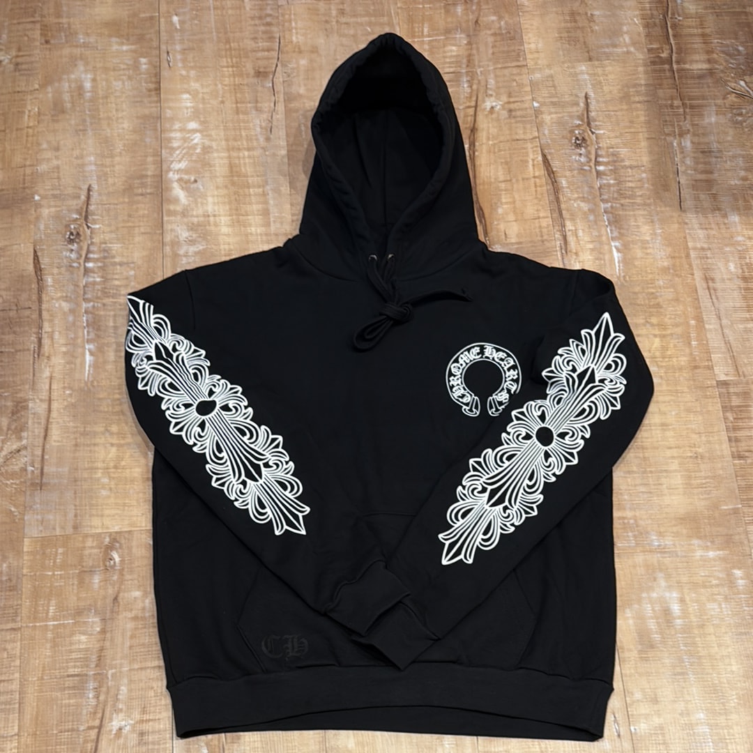 Chrome Hearts Horse Shoe Floral Pullover Hoodie "Black"