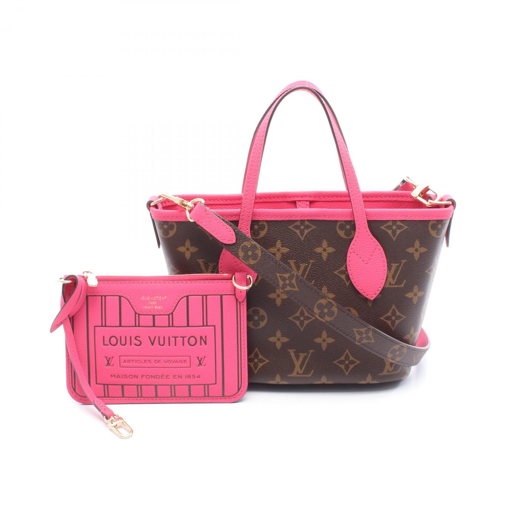 ルイ・ヴィトン LOUIS VUITTON ネヴァーフル インサイドアウトBB トートバッグ バッグ PVCコーティングキャンバス レザー モノグラム ピンク レディース ブラウン系 / ピンク系 M12106 【中古】