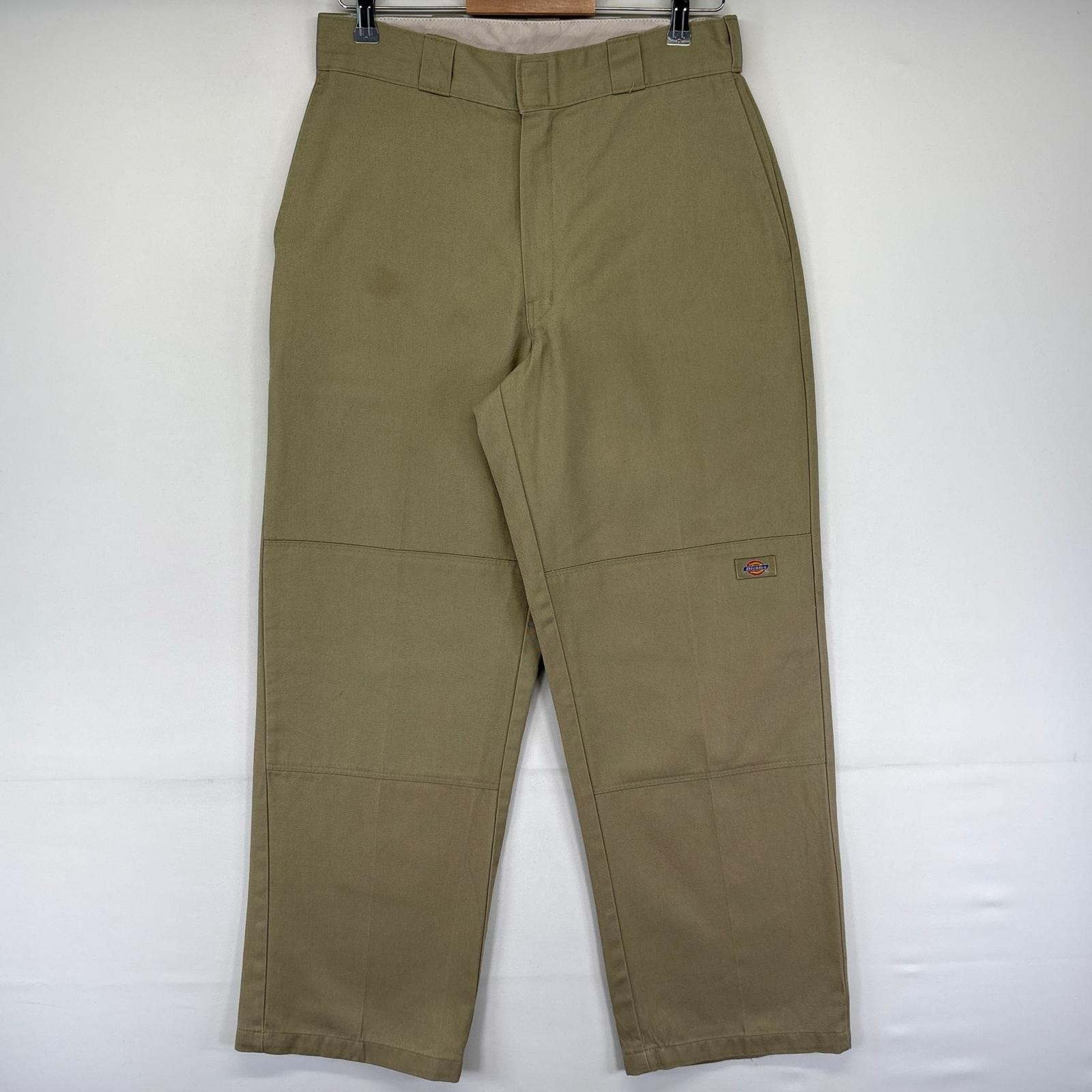 古着 ディッキーズ Dickies パンツ ダブルニー ワンポイントロゴ サイドポケット ジッパーフライ W32 L32 ベージュ系 メンズ
