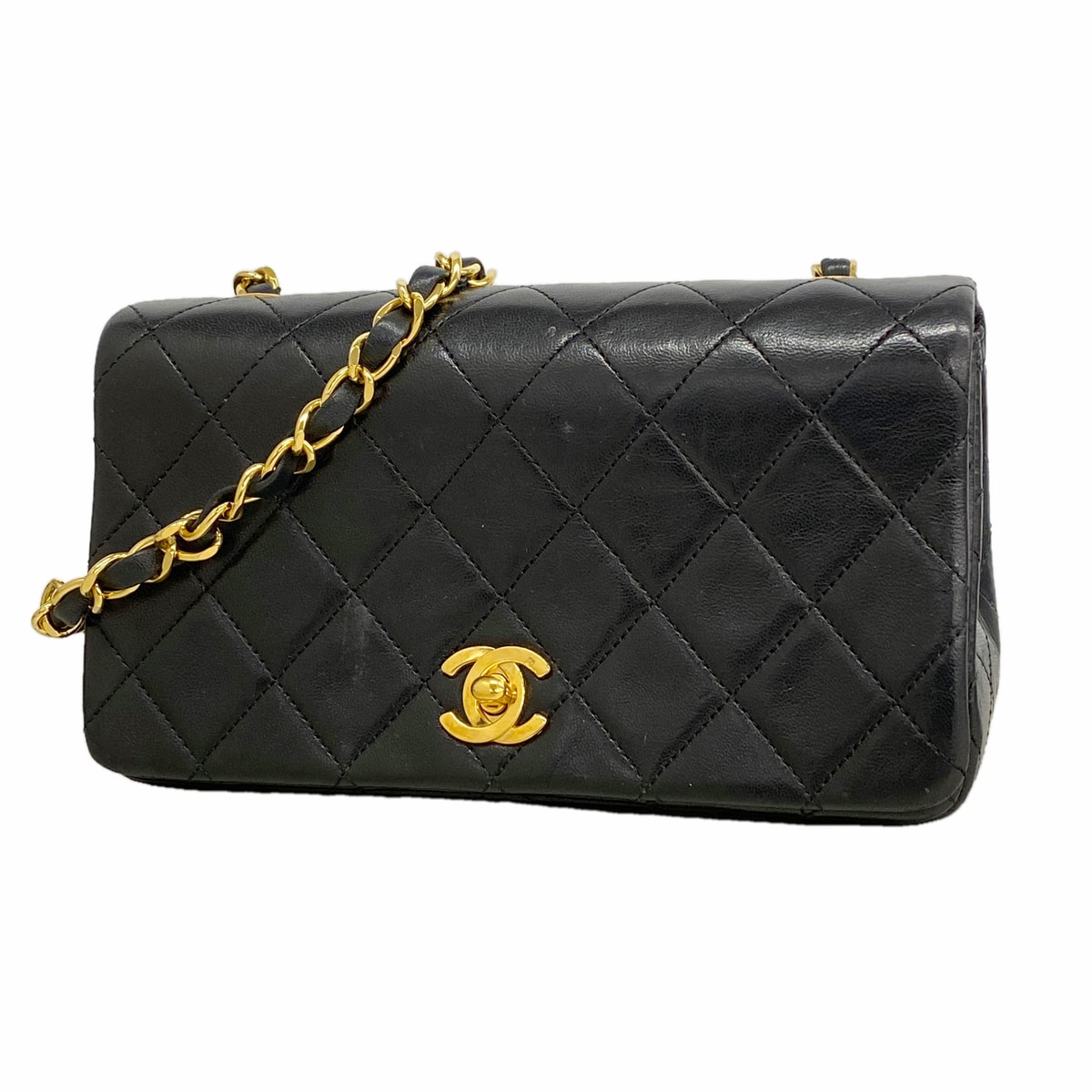 【6hd3313】シャネル ショルダーバッグ ミニマトラッセ チェーンショルダー ラムスキン ブラック ゴールド金具【中古】レディース