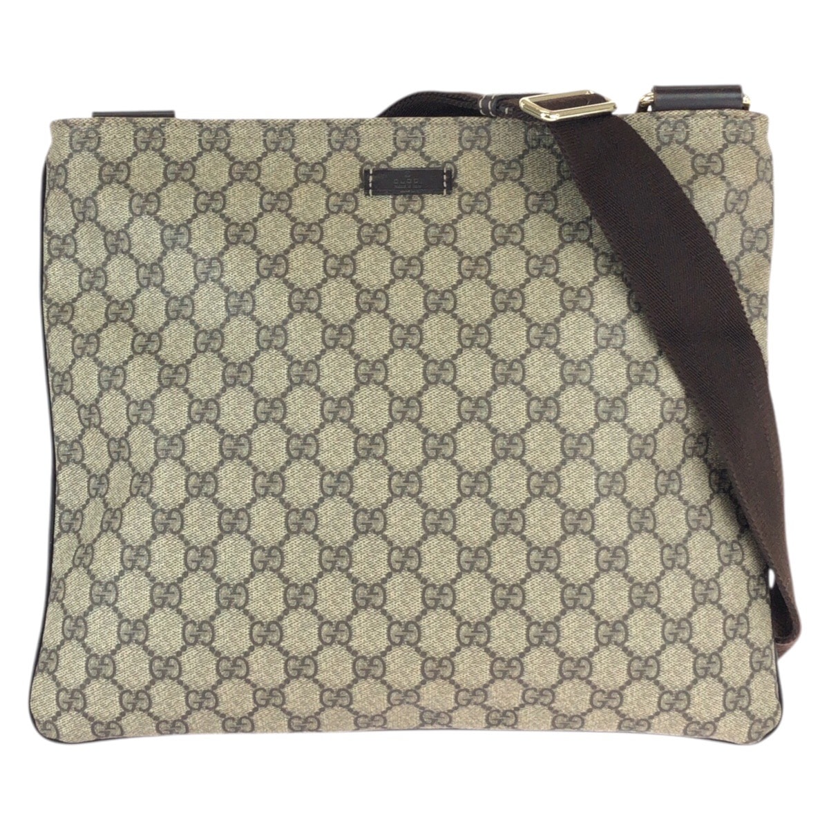 美品 GUCCI グッチ ベージュ ブラウン ゴールド金具 GGスプリームキャンバス レザー/ ショルダーバッグ メッセンジャーバッグ 600789 【中古】