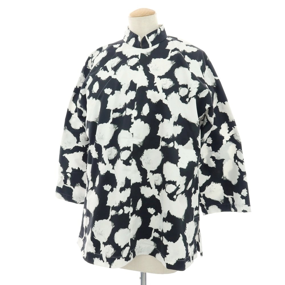 【中古】コムデギャルソン コムデギャルソン COMME des GARCONS COMME des GARCONS 2025年春夏 ストレッチコットン マオカラー チャイナジャケット ブラックxホワイト【サイズS】【レディース】