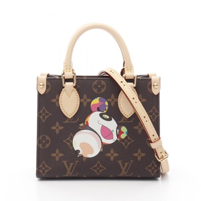 ルイ・ヴィトン LOUIS VUITTON LOUIS VUITTON × 村上隆 LV オンザゴー BB ハンドバッグ バッグ PVCコーティングキャンバス レザー モノグラム レディース ブラウン系 M13668 【中古】
