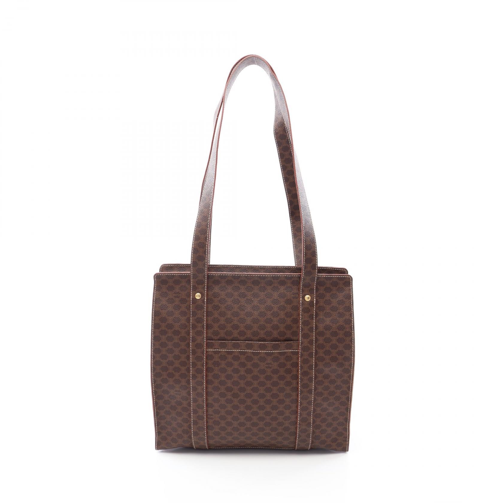 セリーヌ CELINE マカダム トートバッグ トートバッグ バッグ PVCコーティングキャンバス レザー レディース ブラウン系 【中古】