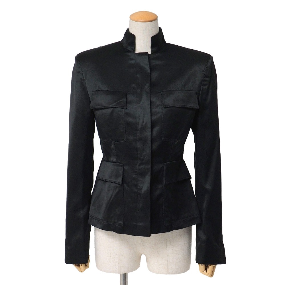 ■美品■GUCCI グッチ ジャケット サイズ38 スタンドカラー サテン イタリア製 ブランド古着【中古】20260501/RA9274