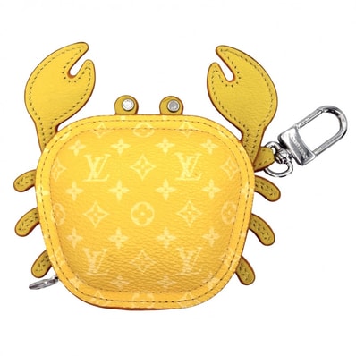 LOUIS VUITTON ルイヴィトン キーホルダー バッグチャーム・LVクラブ ポーチ 小物入れ M01932 モノグラムキャンバス イエロー シルバー金具 レディース 美品【中古品】