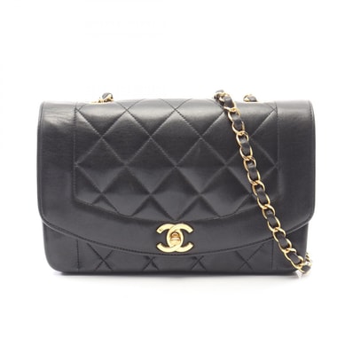 シャネル CHANEL マトラッセ ダイアナフラップ ショルダーバッグ バッグ ラムスキン(羊革) レディース ブラック系 A01164 【中古】