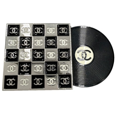 CHANEL シャネル ブローチ ココマーク アクセサリー レコードモチーフ 04P シルバー ブラック 黒 レディース 約40.7g 2004年【中古品】