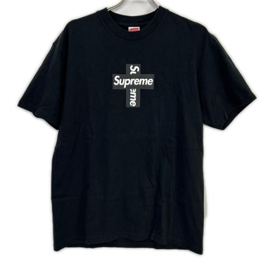 シュプリーム ブラック クロスボックスロゴ Tシャツ M