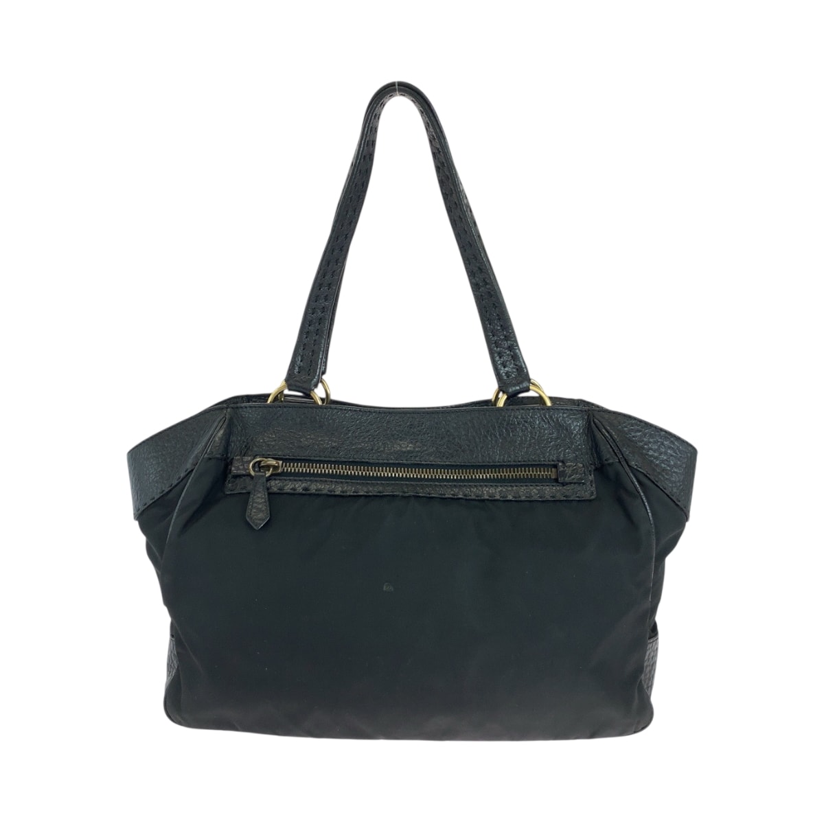 美品 PRADA プラダ ヴィッテロダイノ テスート 三角ロゴプレート ブラック 黒 ゴールド金具 レザー ナイロン/ ハンドバッグ ショルダーバッグ 602028 【中古】