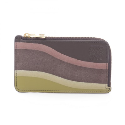 ロエベ LOEWE コイン ランドスケープ カードホルダー カードケース アクセサリー レザー スウェード レディース ブラウン系 / グリーン系 C643Z40XA00017 【新品】