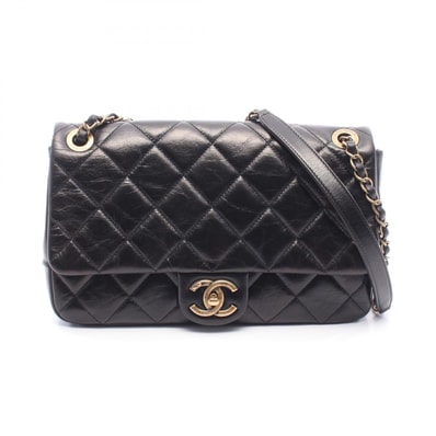 シャネル CHANEL マトラッセ シングルフラップ ショルダーバッグ バッグ レザー レディース ブラック系 【中古】