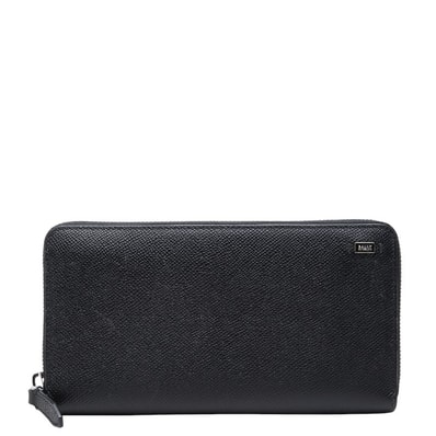 バリー ラウンドファスナー 長財布 ブラック レザー メンズ BALLY 【中古】
