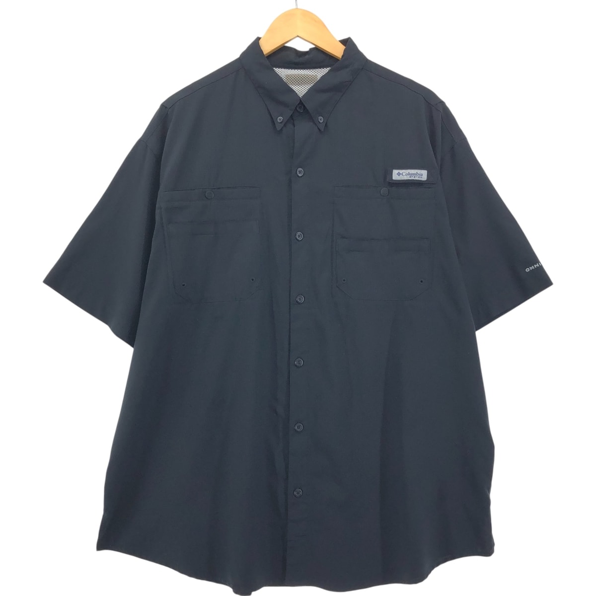 古着 コロンビア Columbia PFG OMNI-SHADE ボタンダウン リップストップ 半袖 フィッシングシャツ メンズXXL相当/eaa551896