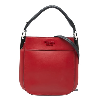 プラダ マギット ハンドバッグ ショルダーバッグ 2WAY 1BC082 レッド レザー レディース PRADA 【中古】