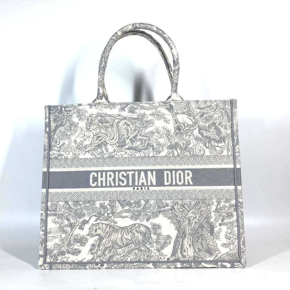 ディオール Dior ブックトート ラージ M1286ZTDT_M20I トワルドゥジュイ エンブロイダリー ハンドバッグ トートバッグ キャンバス グレー×オフホワイト 未使用