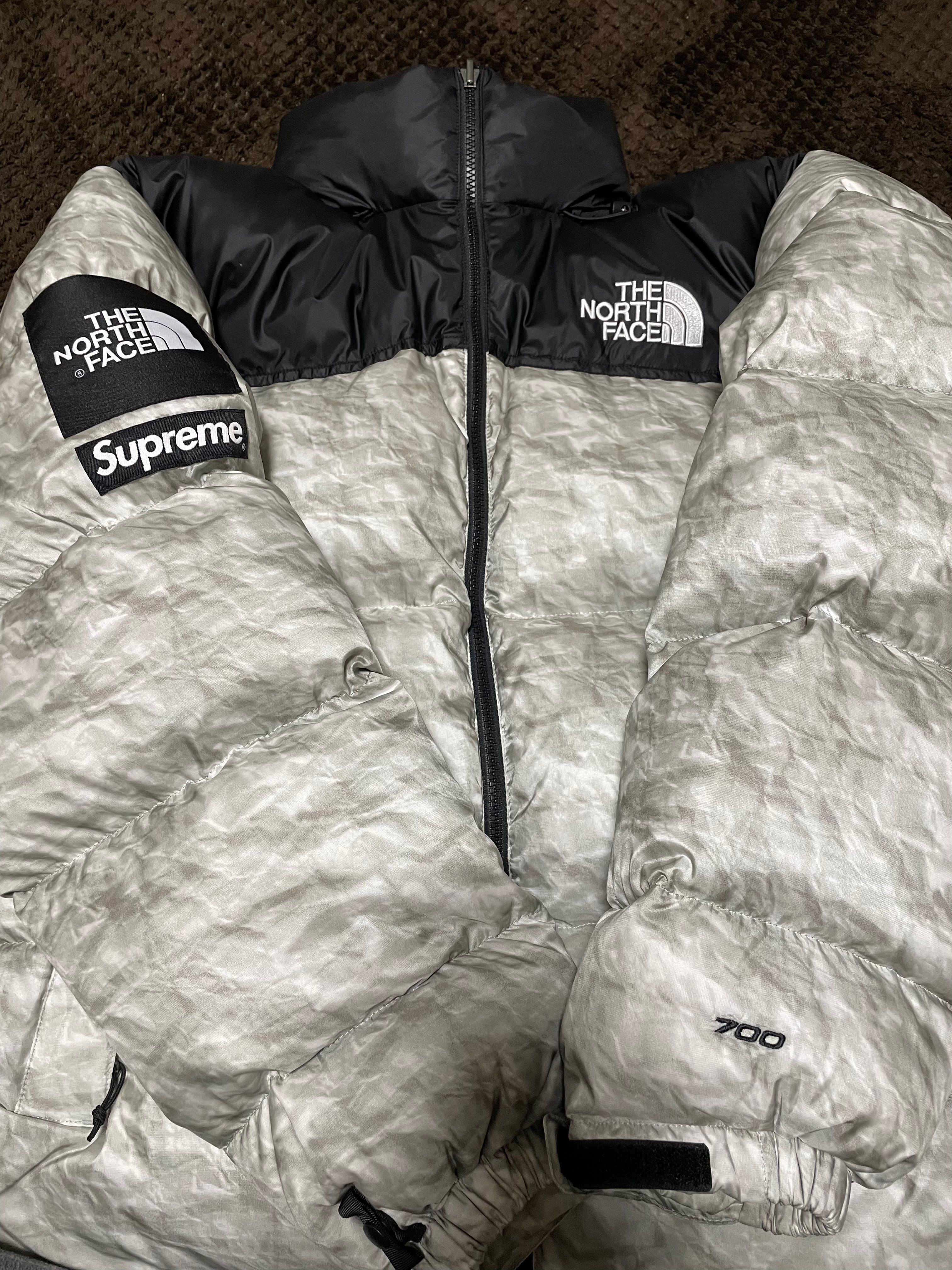 Supreme x The North Face Nuptse Jacket "White Paper Print"