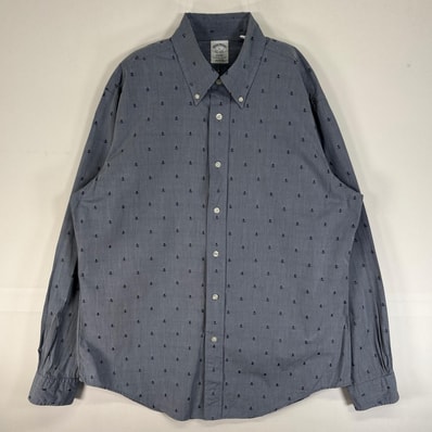 古着 ブルックスブラザーズ Brooks Brothers 長袖シャツ パイナップル REGENT ボタンダウン L ネイビー系 総柄 メンズ
