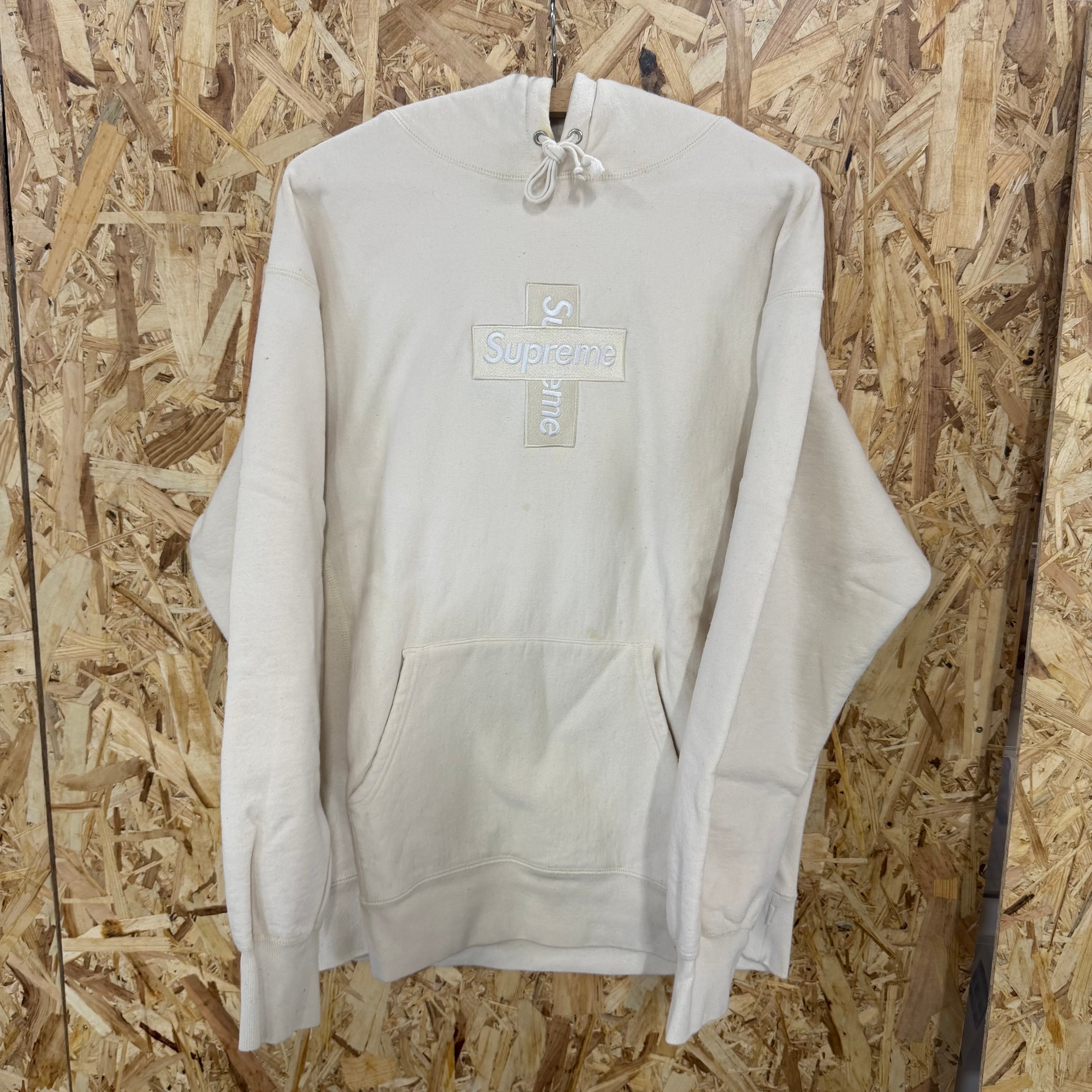 Supreme Cross Box Logo Hooded Sweatshirt "Natural"