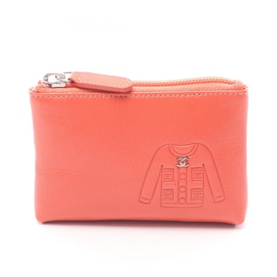 シャネル CHANEL ココマーク キーリング付き コインケース 財布 レザー レディース オレンジ系 【中古】