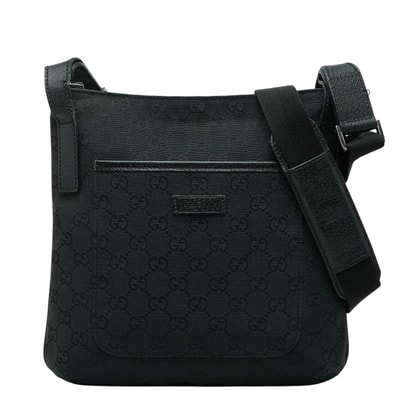 グッチ GGキャンバス 斜め掛け ショルダーバッグ 122793 ネイビー キャンバス レザー レディース GUCCI 【中古】