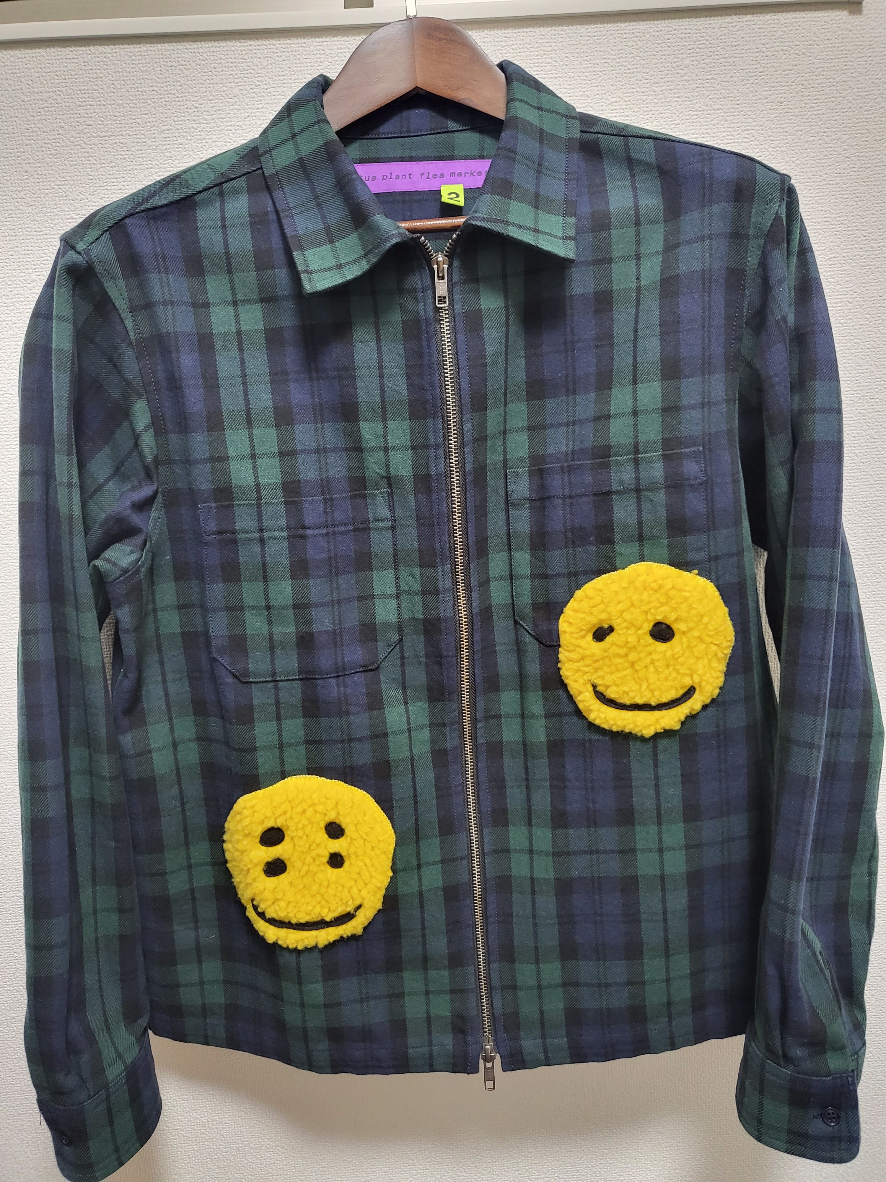 Cactus Plant Flea Market Check Zip Work Jacket "Navy"