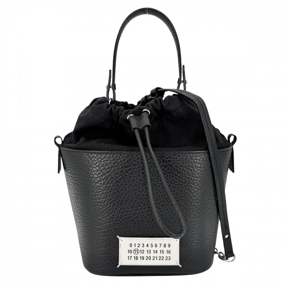 MAISON MARGIELA メゾンマルジェラ 2WAY 5AC バケットバッグ ハンドバッグ ショルダーバッグ 肩掛け 斜め掛け レザー キャンバス ブラック 黒 シルバー金具 レディース【中古品】