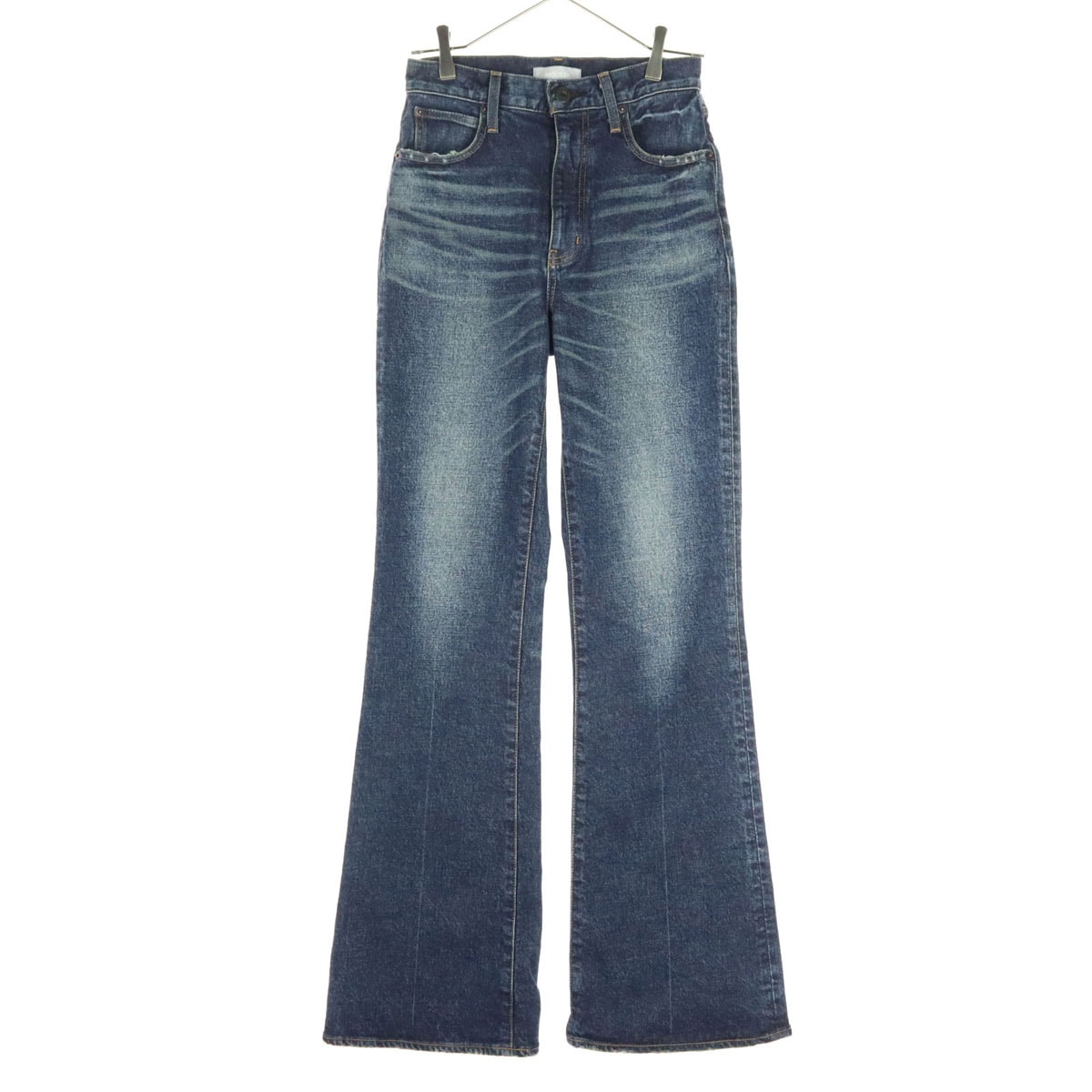 美品 MOUSSY マウジー 26SS 日本製 ダメージ加工 フレアデニムパンツ 26 インディゴ