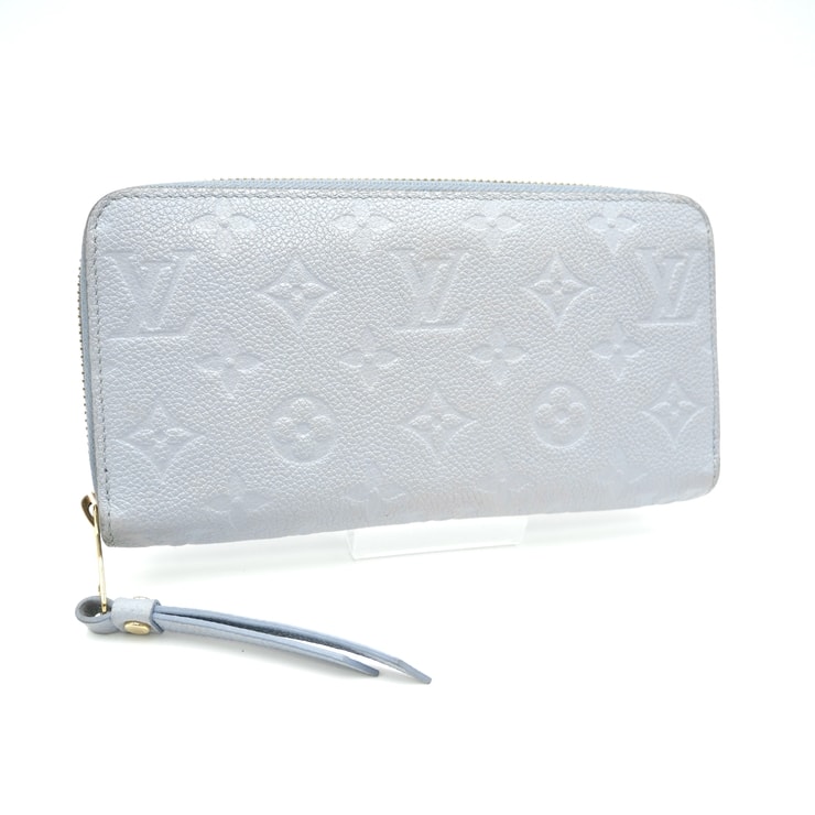 LOUIS VUITTON(ルイ・ヴィトン)ジッピー・ウォレット モノグラム・アンプラント 長財布 ラウンドファスナー 水色 レザー ゴールド金具 レディース【中古】
