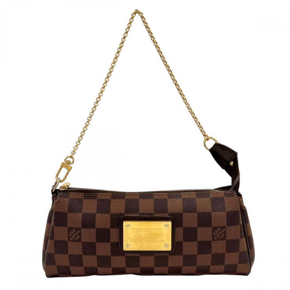 LOUIS VUITTON ルイヴィトン ハンドバッグ ダミエ・エベヌ エヴァ N55213 ダミエキャンバス レザー ブラウン 茶 ゴールド金具 レディース【中古品】