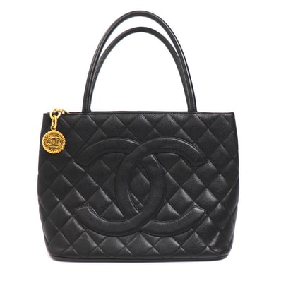 CHANEL シャネル キャビアスキン 復刻トート トートバッグ ブラック A01804 レディース【中古】
