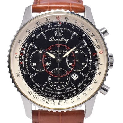 ブライトリング BREITLING A41030 ナビタイマー モンブリラン クロノグラフ ブラック 自動巻き メンズ 良品 腕時計 Q#148572