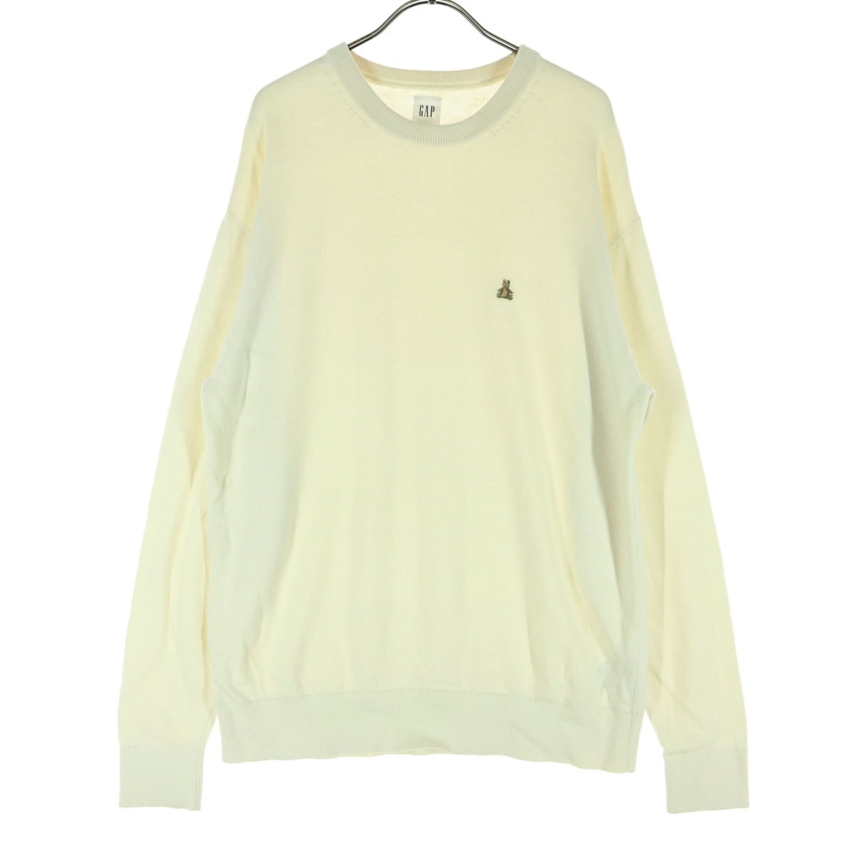 GAP ギャップ ワンポイント刺繍 長袖 ニット M アイボリー