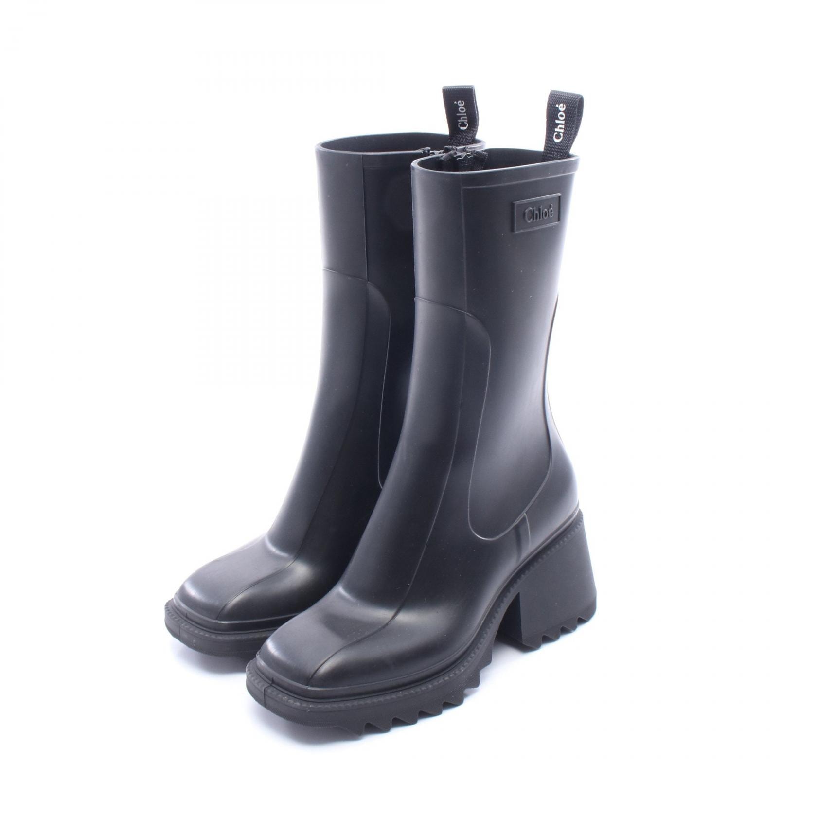 クロエ Chloe BETTY レインブーツ レインシューズ 靴 ラバー レディース ブラック系 【中古】