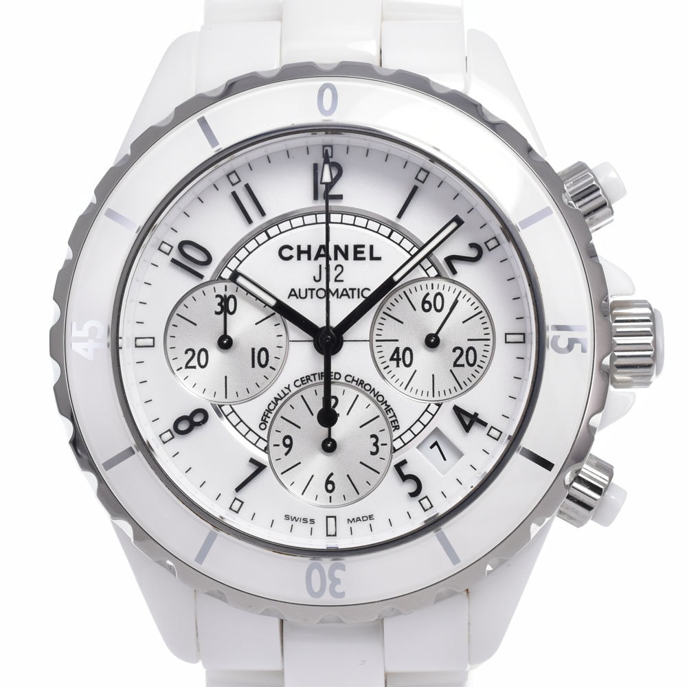 シャネル CHANEL H1007 J12 クロノグラフ セラミック ホワイト 自動巻き メンズ 美品 腕時計 B#149607