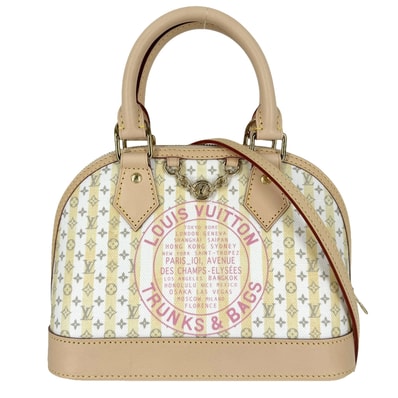 LOUIS VUITTON ルイヴィトン 2WAY LV リゾート アルマBB ショルダーバッグ ハンドバッグ 肩掛け 斜め掛け ミニ モノグラム ベージュ M28672 バナナ ゴールド金具 レディース 美品【中古品】