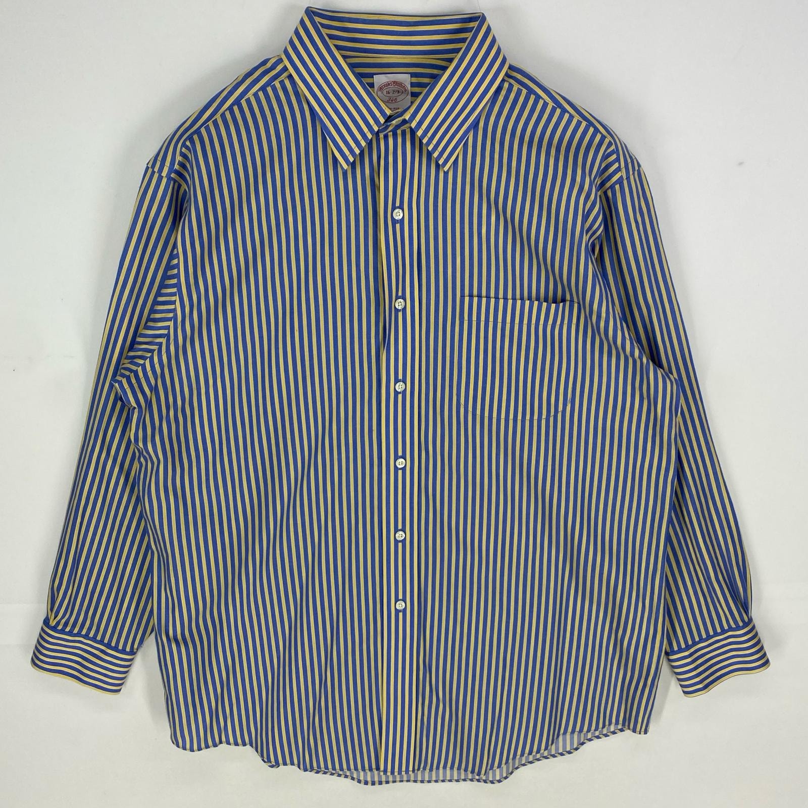 古着 ブルックスブラザーズ Brooks Brothers 長袖シャツ 胸ポケット 346 ロングスリーブ 16  ブルー系 ストライプ メンズ