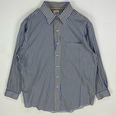 古着 ブルックスブラザーズ Brooks Brothers 長袖シャツ 胸ポケット 346 ロングスリーブ 16 ブルー系 ストライプ メンズ