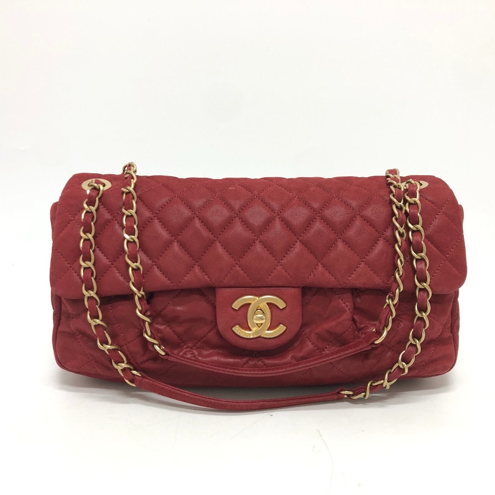 シャネル CHANEL ココマーク マトラッセ30 マトラッセ 30 マトラッセ Wチェーン ショルダーバッグ コーティングレザー レッド