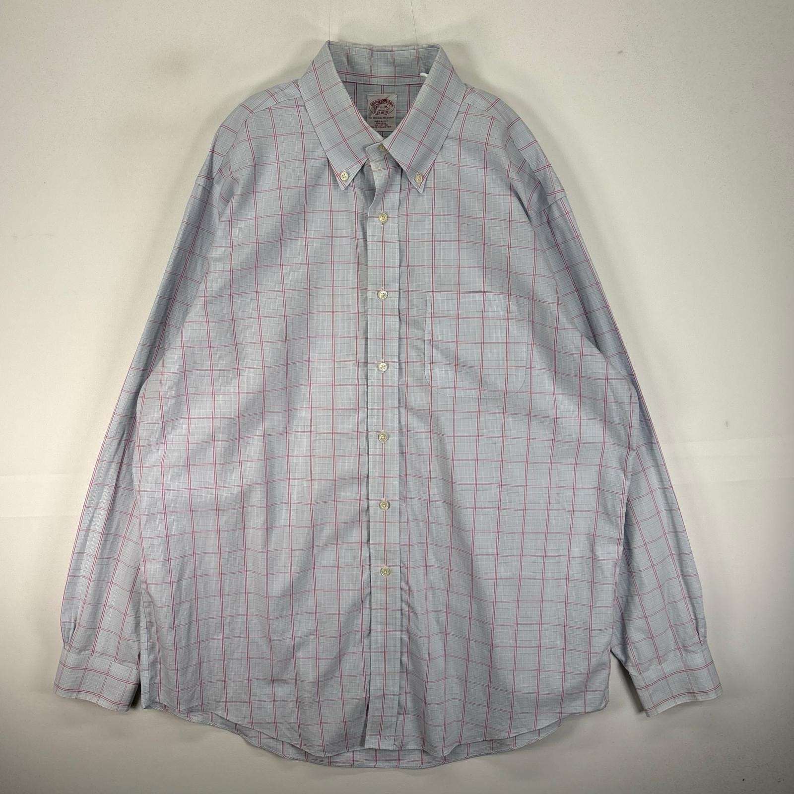 古着 ブルックスブラザーズ Brooks Brothers 長袖シャツ ボタンダウン 胸ポケット L  ブルー系 チェック メンズ