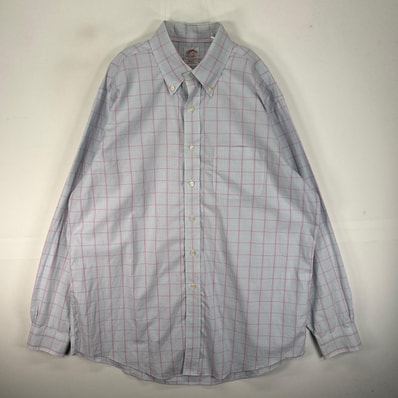 古着 ブルックスブラザーズ Brooks Brothers 長袖シャツ ボタンダウン 胸ポケット L ブルー系 チェック メンズ